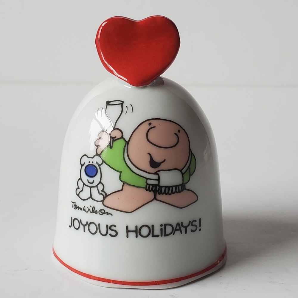 Ziggy & Fuzz Joyous Holidays Porcelain Bell Jim Wilson Art 1981 Vtg Christmas